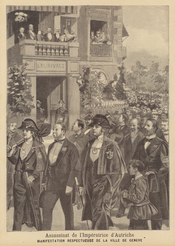 Demostración en honor a la emperatriz Isabel de Austria asesinada en Ginebra de French School