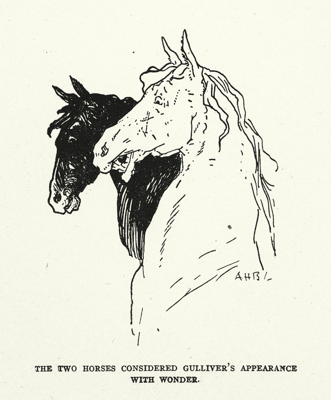 Ilustración para Los viajes de Gulliver de Jonathan Swift (litografía) de (after) American School