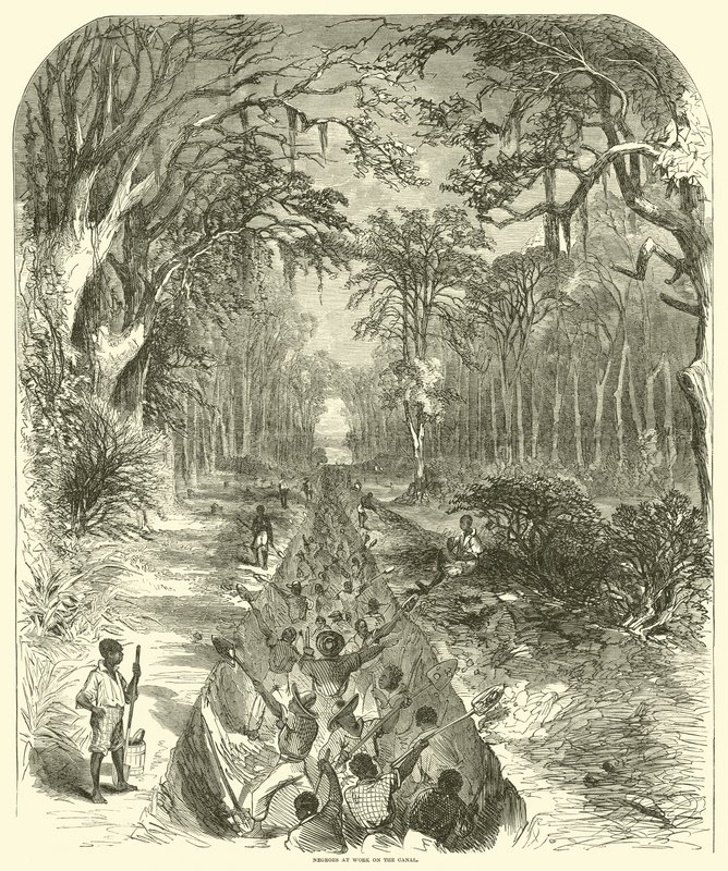 Negros trabajando en el canal, marzo de 1863 de (after) American School