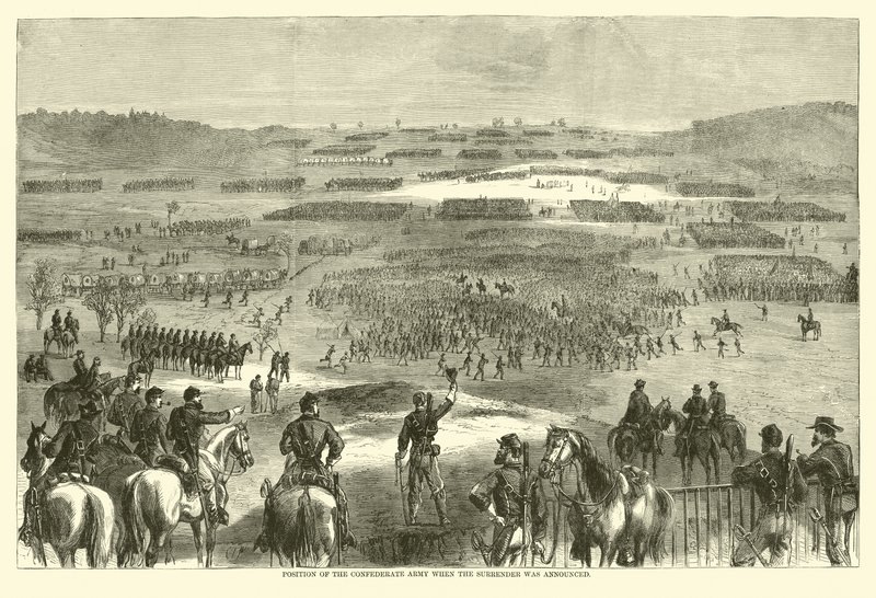 Posición del ejército confederado cuando se anunció la rendición, abril 1865 (grabado) de (after) American School