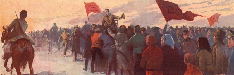 Multitud de seguidores del líder revolucionario ruso Alexander Kerensky de (after) Carrey