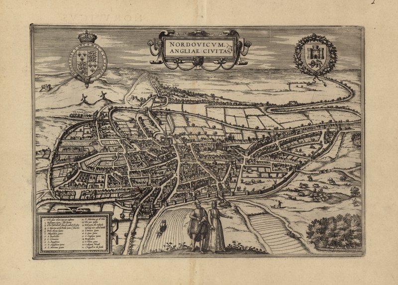 Mapa de Norwich, Norfolk de (after) English School