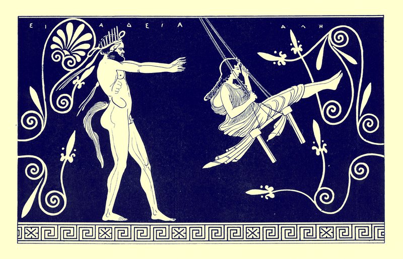 Silen columpiando a una doncella, ilustración de 