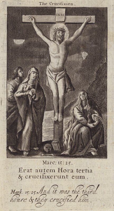 La crucifixión de Jesucristo (grabado) de (after) English School
