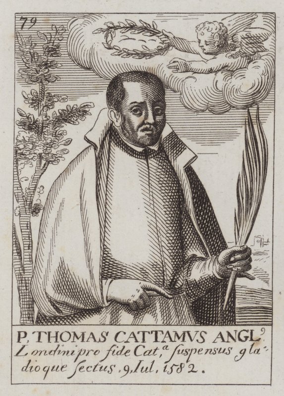 Thomas Cottam, sacerdote católico inglés y mártir (grabado) de (after) English School