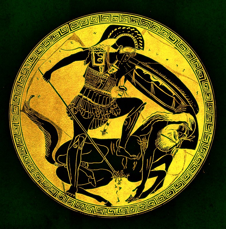 Guerrero y centauro, ilustración de 