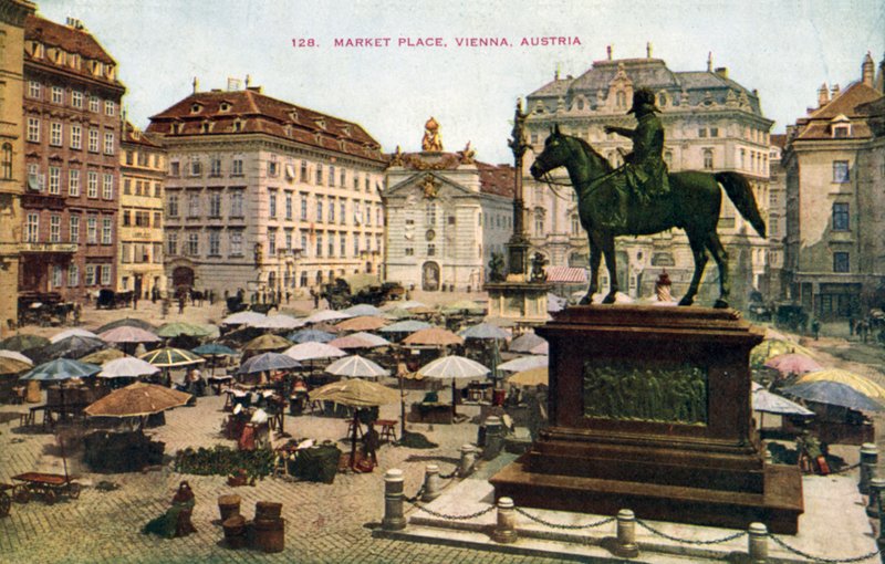 Plaza del Mercado, Viena, Austria (foto en color) de (after) English photographer