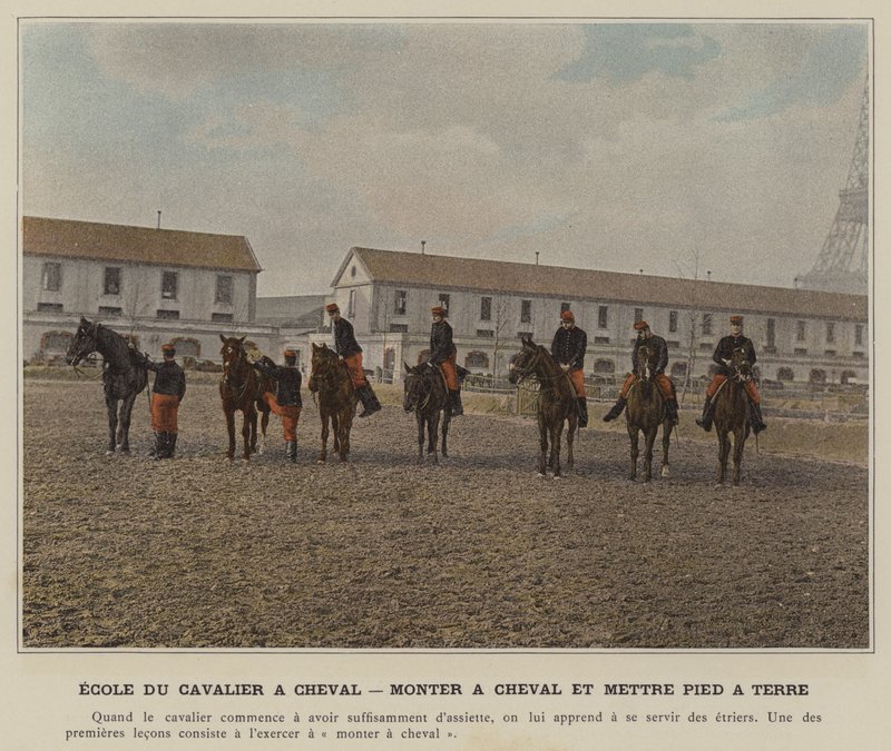 Escuela del jinete a caballo, montar a caballo y desmontar de (after) French Photographer
