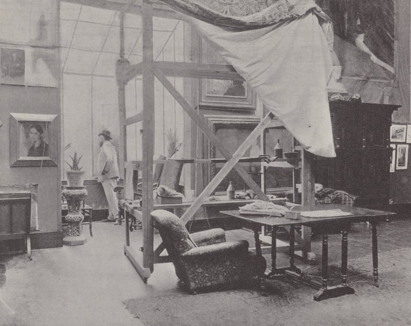 Pintor francés Paul-Albert Besnard en su estudio de (after) French Photographer