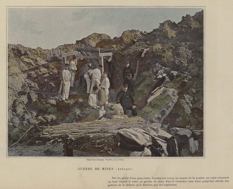 Guerra de minas, ataque (foto coloreada) de (after) French Photographer