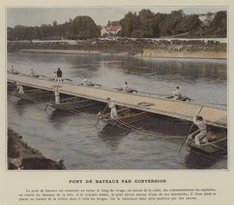 Puente de barcos por conversión (foto coloreada) de (after) French Photographer