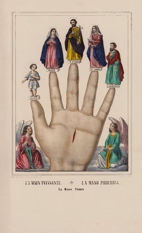 La Main Puissante, La Mano Poderosa, La Mane Potenta (litografía en color) de (after) French School