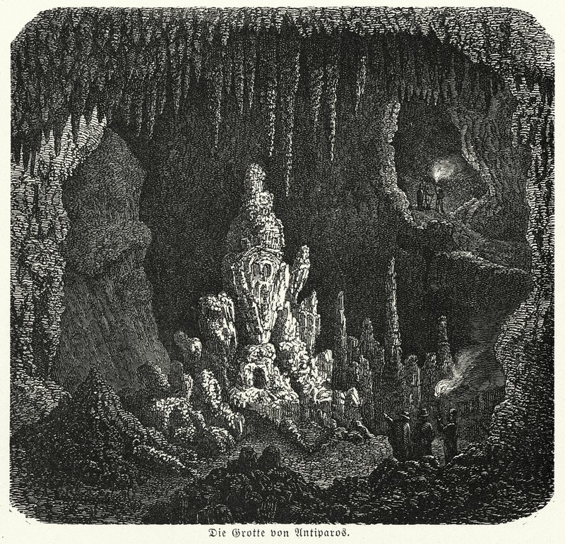 Gruta de Antiparos, Grecia (grabado) de (after) German School