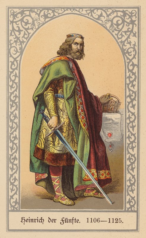 Enrique V, Emperador del Sacro Imperio Romano Germánico (litografía en color) de (after) German School