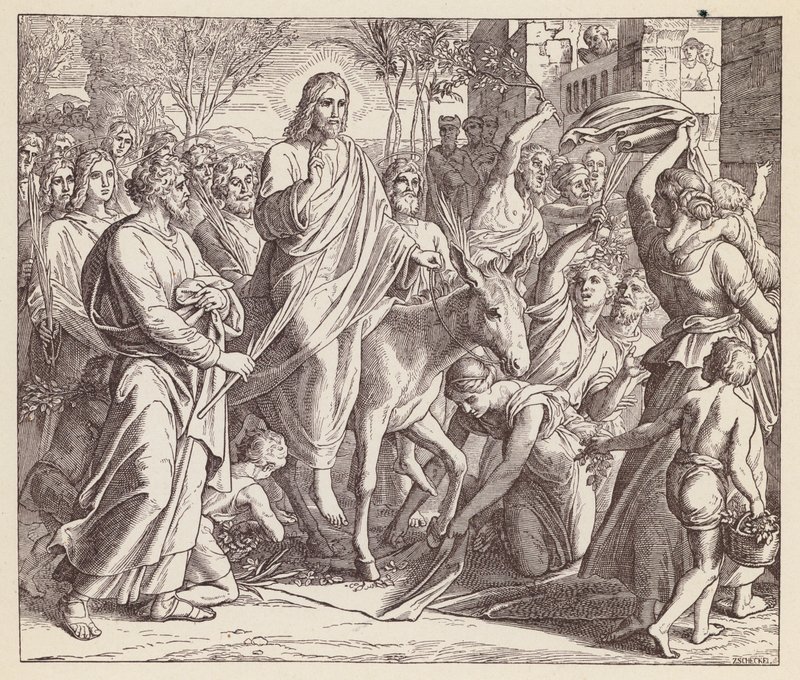 Jesús entrando en Jerusalén (litografía) de (after) German School