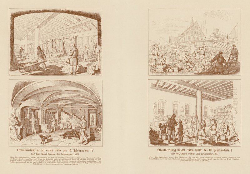 Tratamiento del mineral en la primera mitad del siglo XIX (grabado) de (after) German School