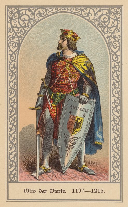 Otón IV, Emperador del Sacro Imperio Romano Germánico (litografía en color) de (after) German School