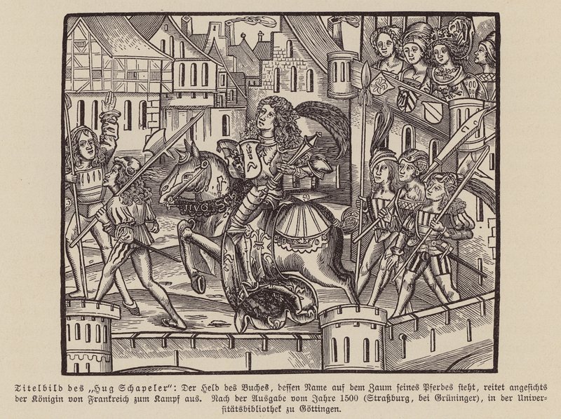 Escena de Hug Chapler, c1500 (grabado) de (after) German School