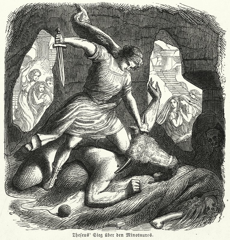 Teseo matando al Minotauro (grabado) de (after) German School