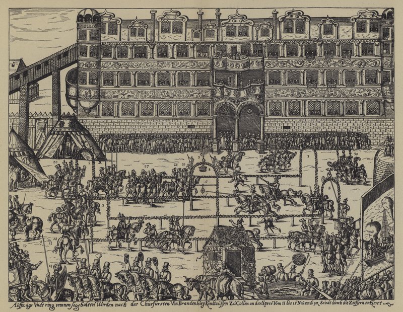 Torneo en celebración del bautizo de Segismundo, hijo de Juan Jorge, Elector de Brandeburgo, en el Castillo de Colln de (after) German School
