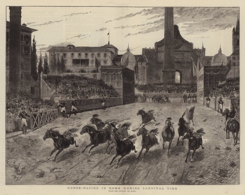 Carreras de caballos en Roma durante el Carnaval de (after) Italian School