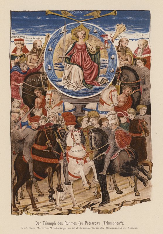 Escena de I Trionfi de Petrarca (litografía en color) de (after) Italian School