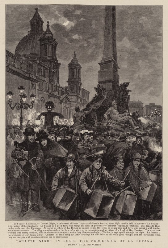 La Noche de Reyes en Roma, la Procesión de La Befana de (after) Italian School