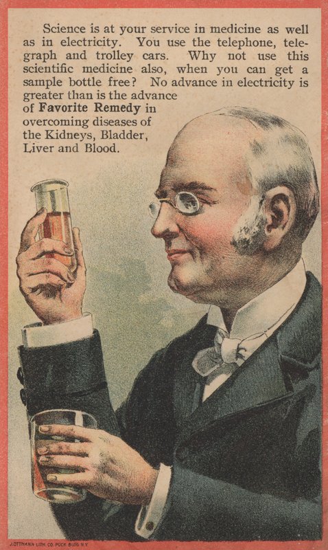 Anuncio de Favorite Remedy, tratamiento para enfermedades de los riñones, vejiga, hígado y sangre de American School