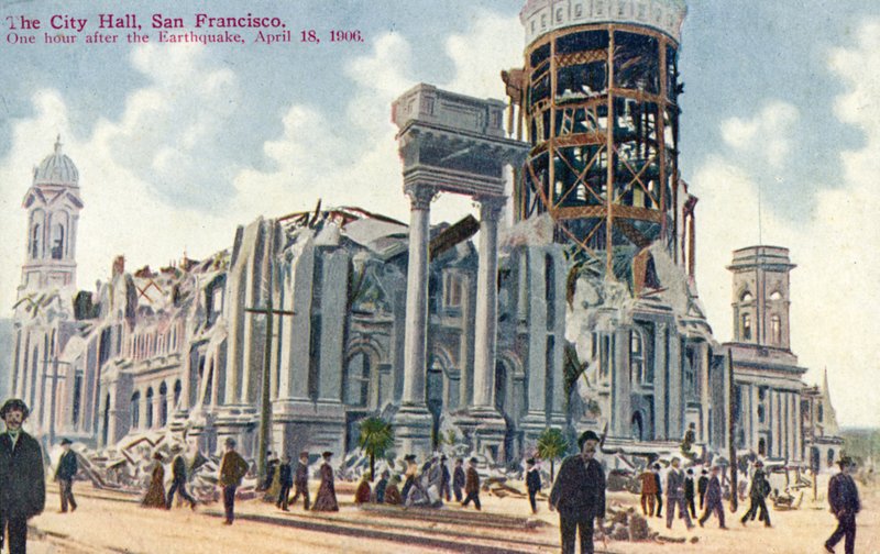Ayuntamiento de San Francisco, después del terremoto de 1906 de American School
