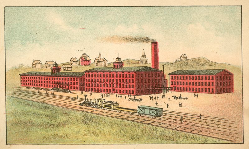 Línea de Ferrocarril frente a la fábrica de la Compañía Oval Churn de American School