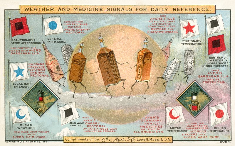 Señales de clima y medicina para referencia diaria de American School