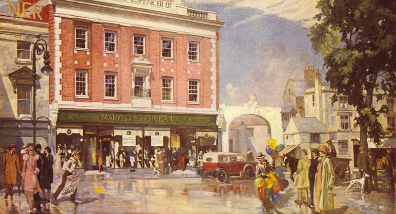 Una fachada georgiana, preservando el carácter local del centro comercial, 1925 de English School