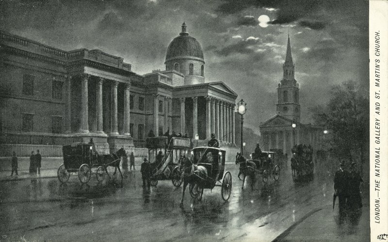 La Galería Nacional y la Iglesia de St. Martin, Londres de English School