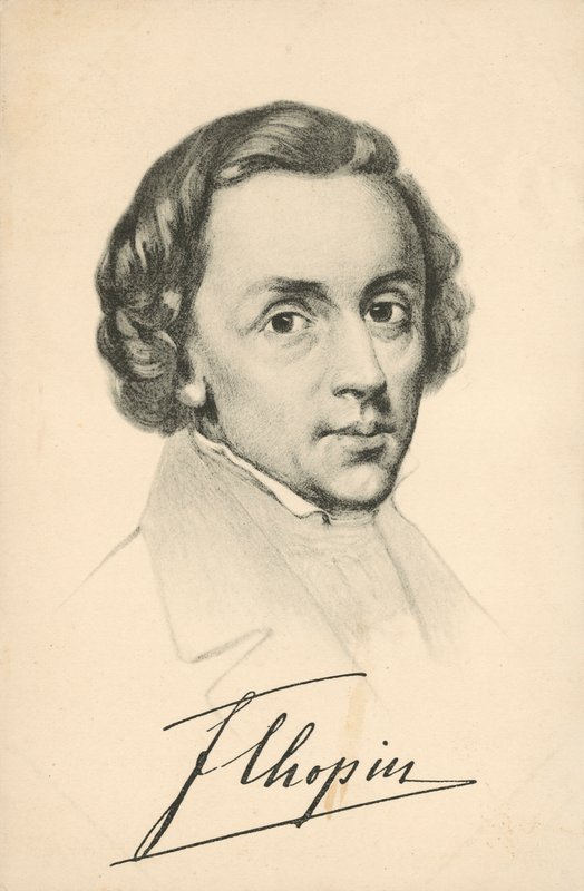 Retrato de Frederic Chopin, con firma de European School