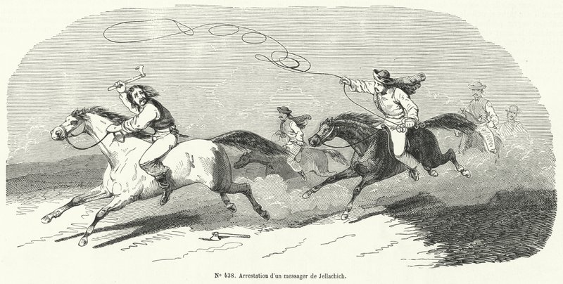 Arresto de un mensajero de Josip Jelačić, Ban de Croacia, Revolución de 1848 de French School