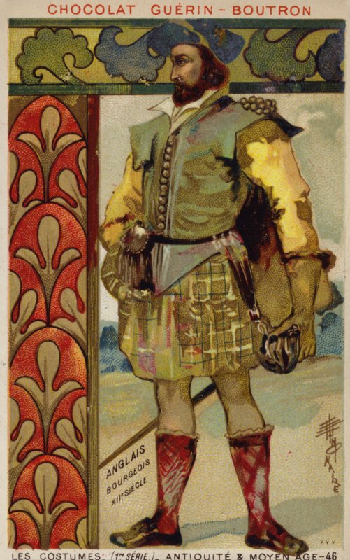 Traje burgués inglés, siglo XII de French School