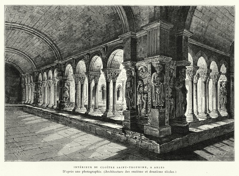 Interior del claustro de Saint-Trophime, en Arles de French School