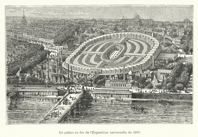 El palacio de hierro de la Exposición Universal de 1867 de French School