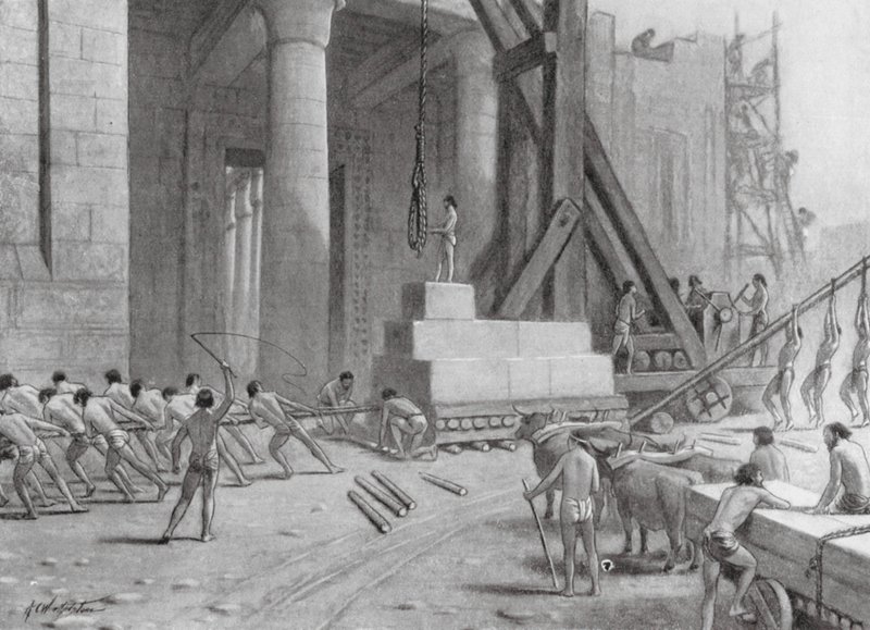 Artesanos fenicios construyendo un templo para Salomón (litografía) de A.C. Weatherstone