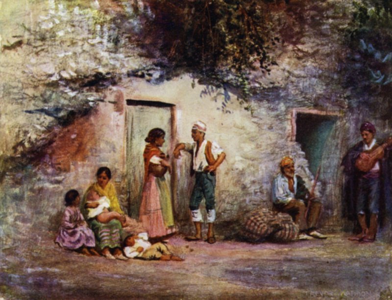 Granada, Gitanos en las puertas de sus cuevas de A. Trevor Haddon