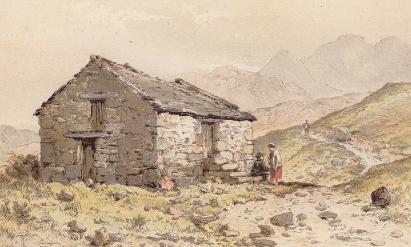 Cabaña en Ghorphwysfa, Gales del Norte (cromolito) de Aaron Edwin Penley