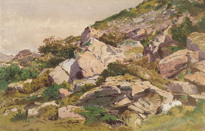 Estudio de las piedras de la ladera norte de Taliaris, cerca de Llandilo, Gales del Sur (cromolito) de Aaron Edwin Penley