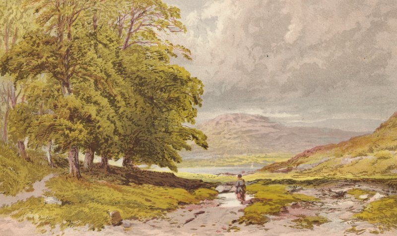 La primera vista de Grasmere desde la carretera de Keswick (cromolito) de Aaron Edwin Penley