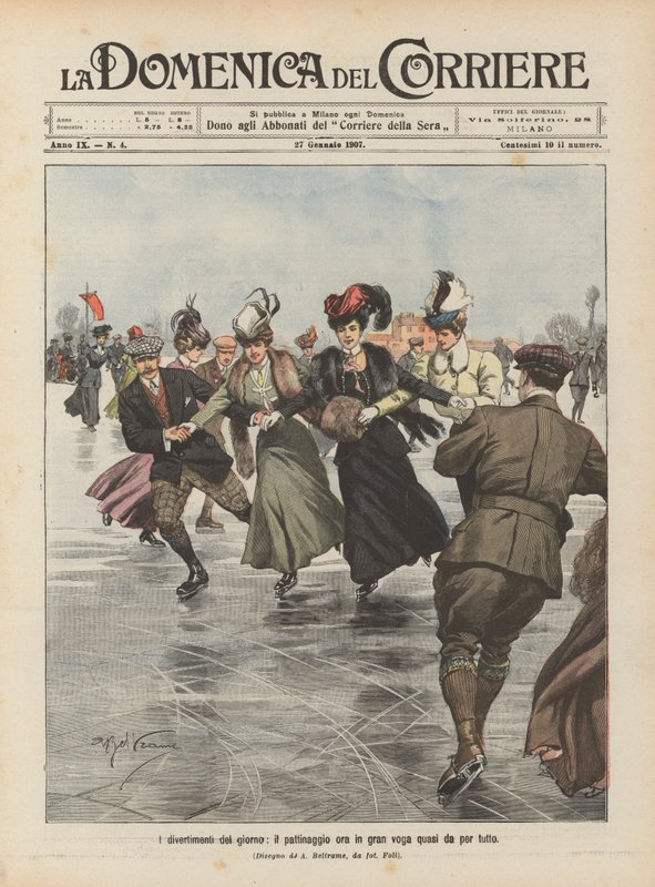 Los entretenimientos del día, el patinaje ahora en gran boga casi por todas partes de Achille Beltrame