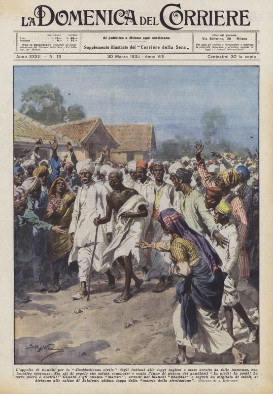 El llamado de Gandhi a la desobediencia civil de los indios a las leyes inglesas ha sido acogido de Achille Beltrame