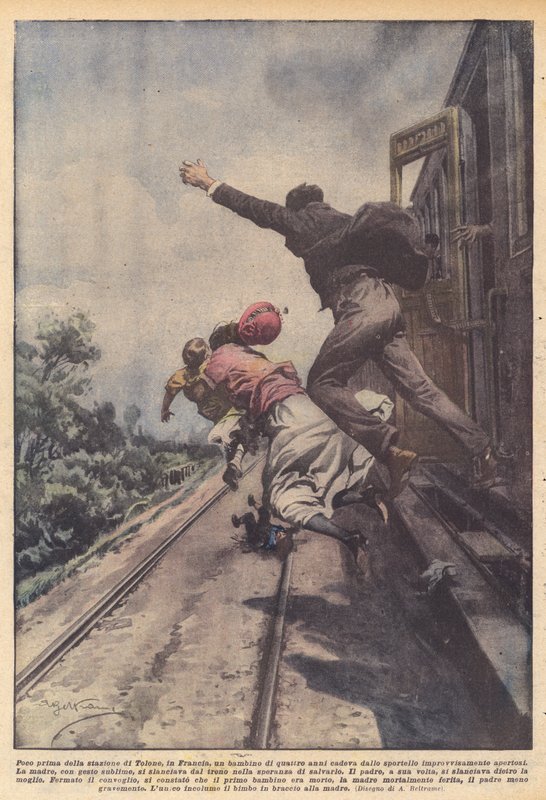 Poco antes de la estación de Tolón, en Francia, un niño de cuatro años cayó del vagón de Achille Beltrame