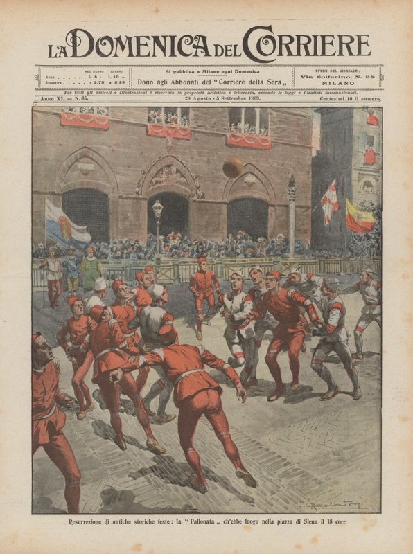 Resurrección de antiguas fiestas históricas, la Pallonata que tuvo lugar en la plaza de Siena el 18 de este mes de Achille Beltrame