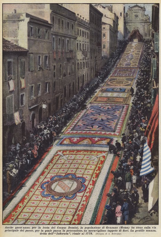 También este año, para la fiesta del Corpus Christi, la población de Genzano (Roma) ha extendido sobre las calles de Achille Beltrame