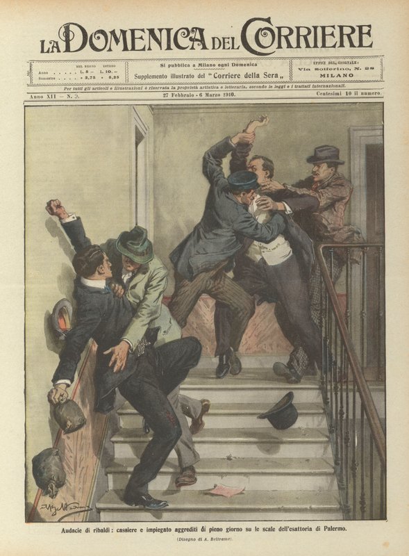 Audacias de bandidos, cajero y empleado agredidos a plena luz del día en las escaleras de la recaudación de Palermo de Achille Beltrame