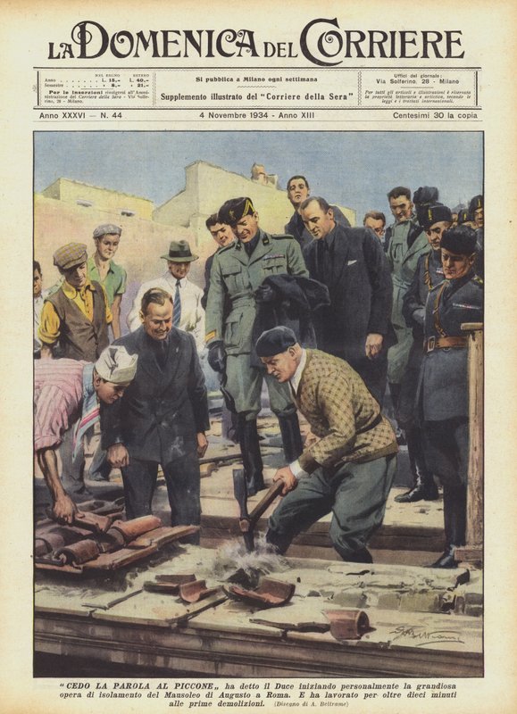 Cedo la palabra al pico dijo el Duce iniciando personalmente la grandiosa obra de Achille Beltrame